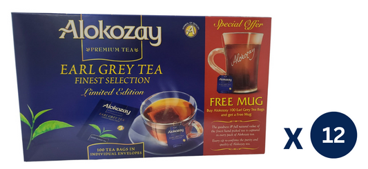 Earl grey tea 100 envelope bags + mug x 12 - ALOKOZAY