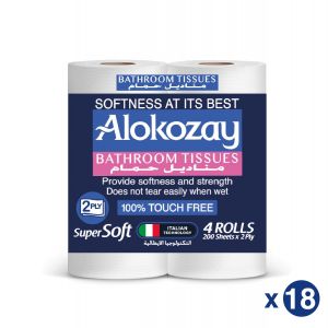 Bathroom tissues - 4 rolls x 2ply - 200 sheets x 18 - ALOKOZAY