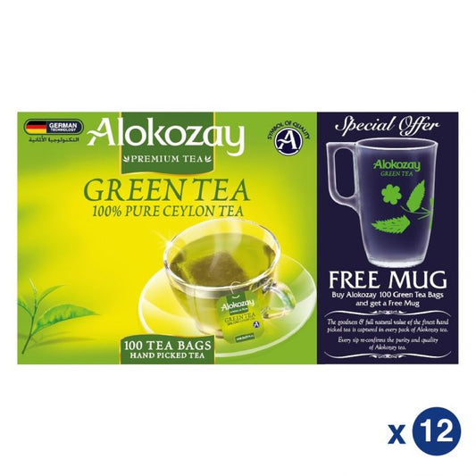 GREEN TEA - 100 TEA BAGS + MUG - ALOKOZAY