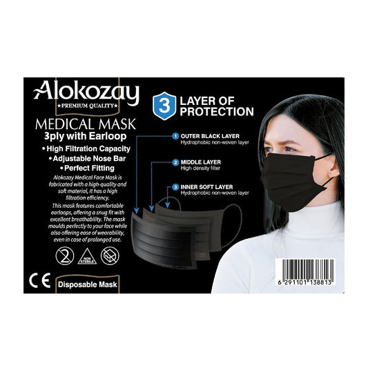 Face mask (black colour) - 50pcs x 12 - ALOKOZAY