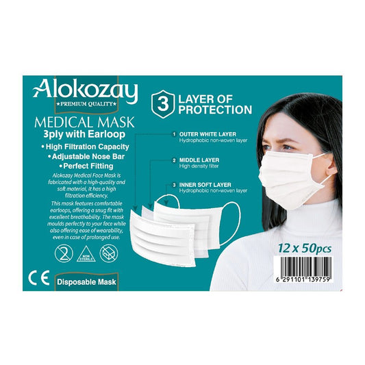 Face mask (white colour) - 50pcs x 12 - ALOKOZAY