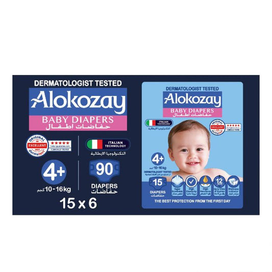 BABY DIAPERS - SIZE 4+ (10-16 KG) - 90 DIAPERS - ALOKOZAY