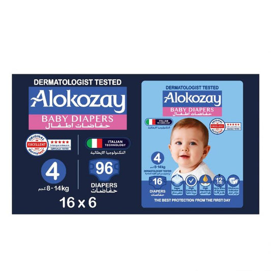 BABY DIAPERS - SIZE 4 (8-14 KG) - 96 DIAPERS - ALOKOZAY