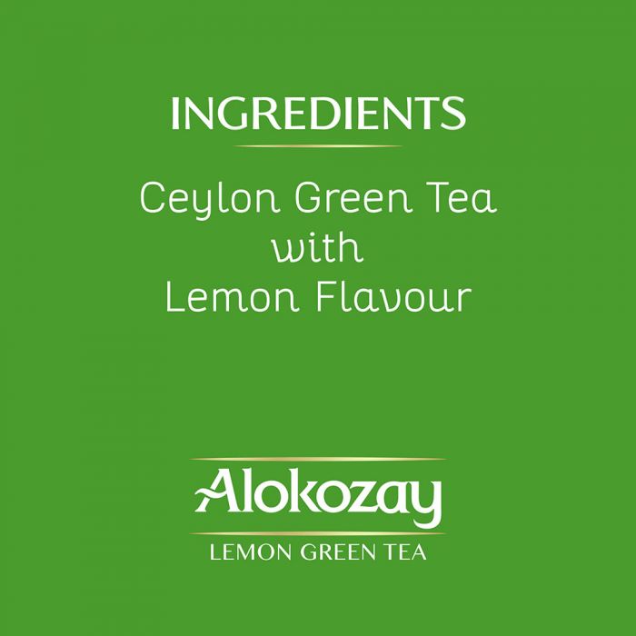 LEMON GREEN TEA - 25 TEA BAGS IN FOIL WRAPPED ENVELOPES - ALOKOZAY