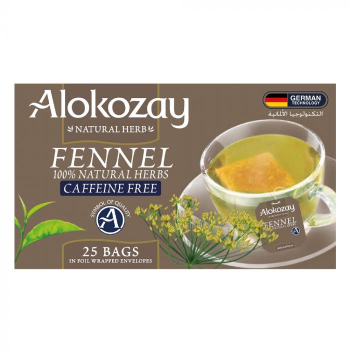 FENNEL TEA BAG - 25 TEA BAGS IN FOIL WRAPPED ENVELOPES - ALOKOZAY