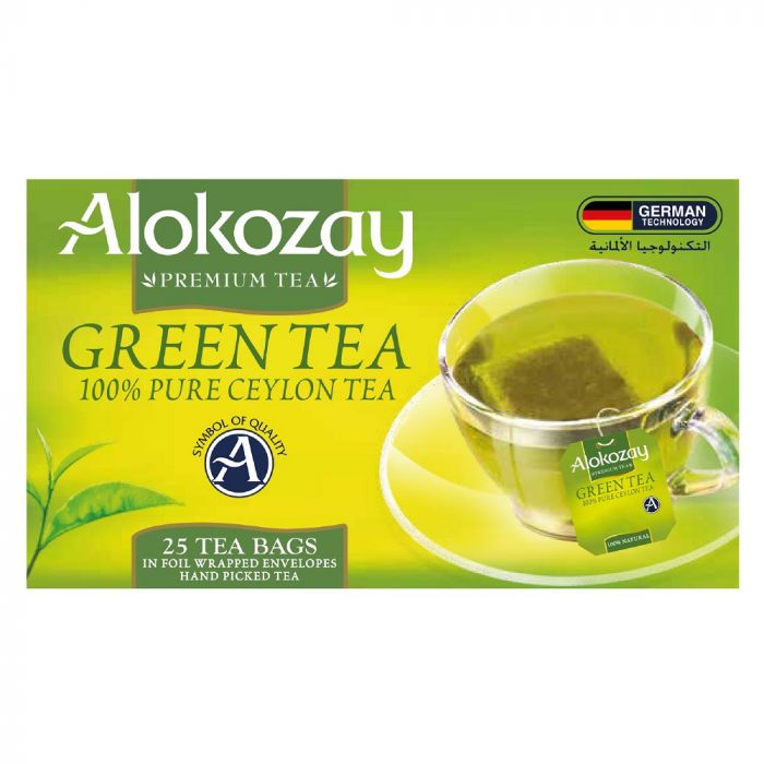 GREEN TEA - 25 TEA BAGS IN FOIL WRAPPED ENVELOPES - ALOKOZAY