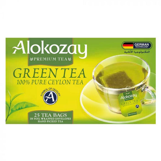 GREEN TEA - 25 TEA BAGS IN FOIL WRAPPED ENVELOPES - ALOKOZAY