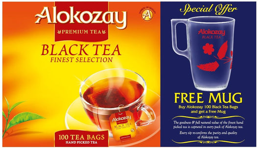 BLACK TEA - 100 TEA BAGS + MUG - ALOKOZAY
